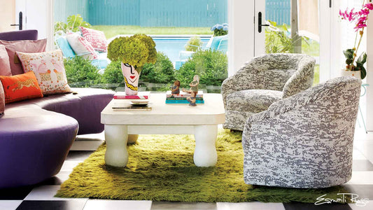 Our vintage Greek Flokati shag rug has a new home in Lena Dunham's gorgeous living room!