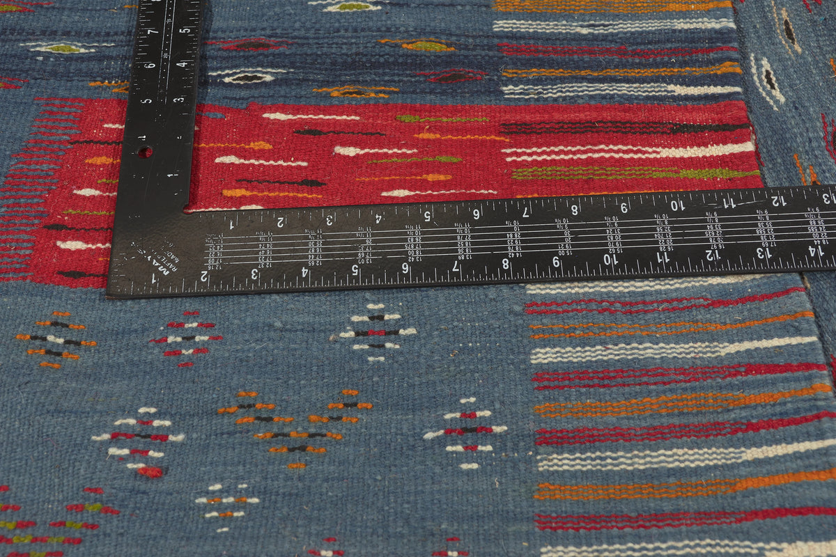 10 x 14 - Blue Moroccan Kilim Rug - 20911