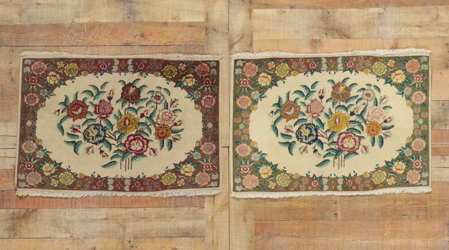 2 x 3 - Beige Vintage Persian Tabriz Rug - 75655