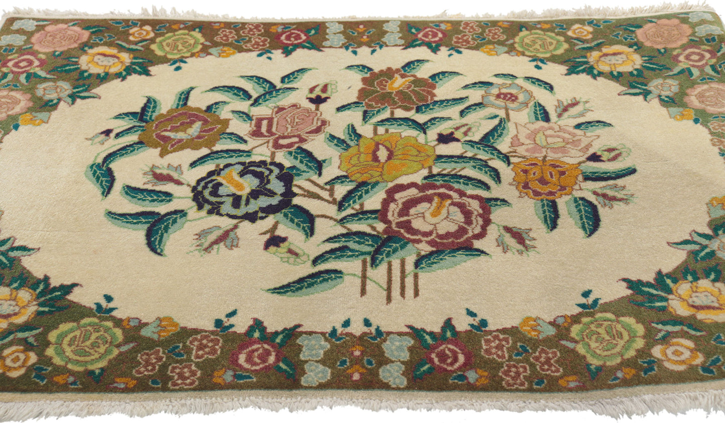 2 x 3 - Beige Vintage Persian Tabriz Rug - 75655