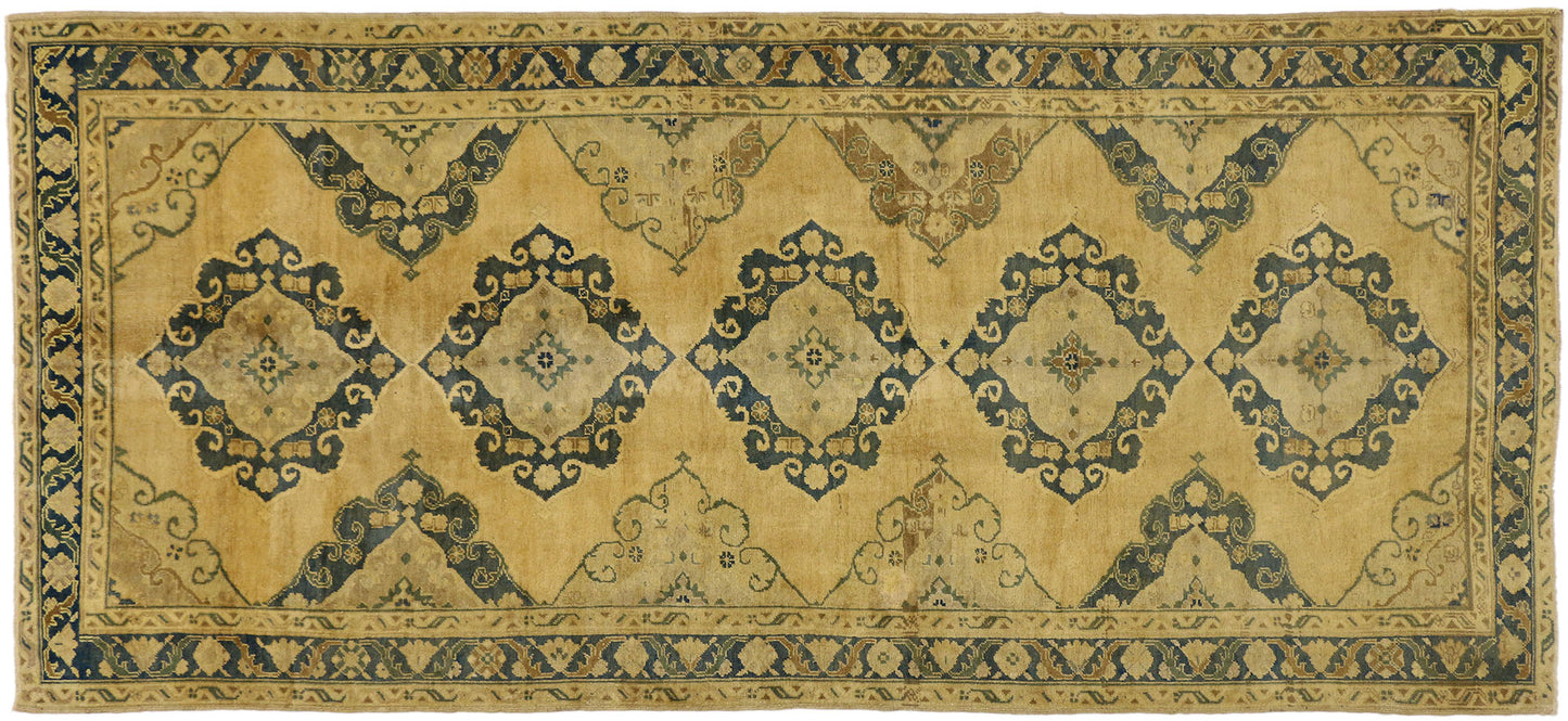 5 x 11 Vintage Turkish Oushak Rug 50004