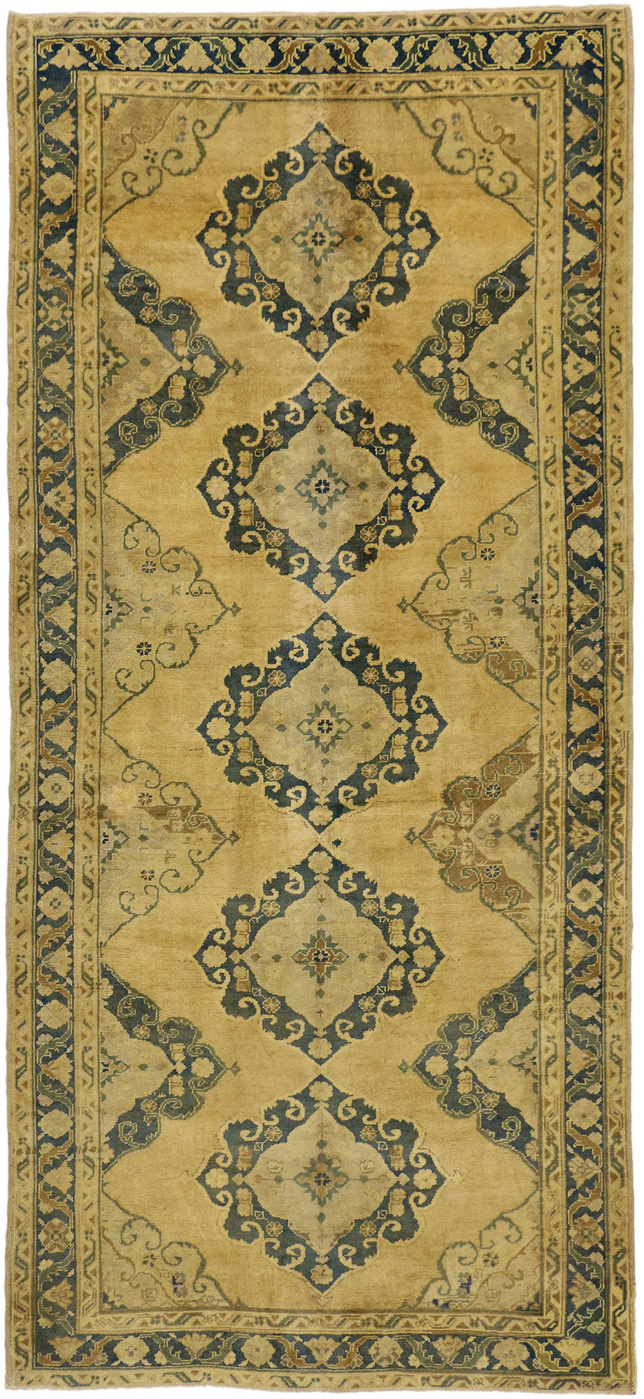 5 x 11 Vintage Turkish Oushak Rug 50004