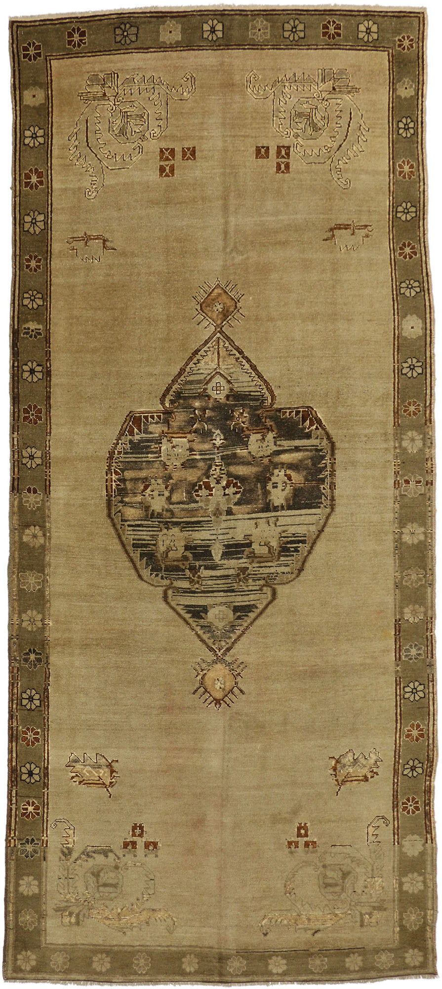 5 x 12 Vintage Turkish Oushak Rug 50031