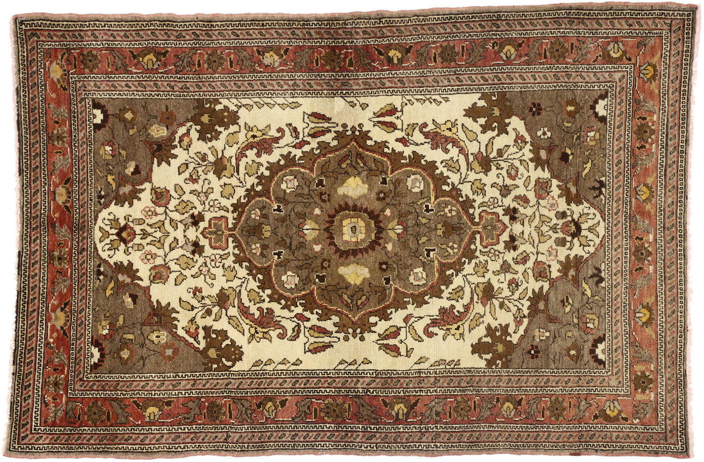 4 x 6 Vintage Turkish Oushak Rug 50094