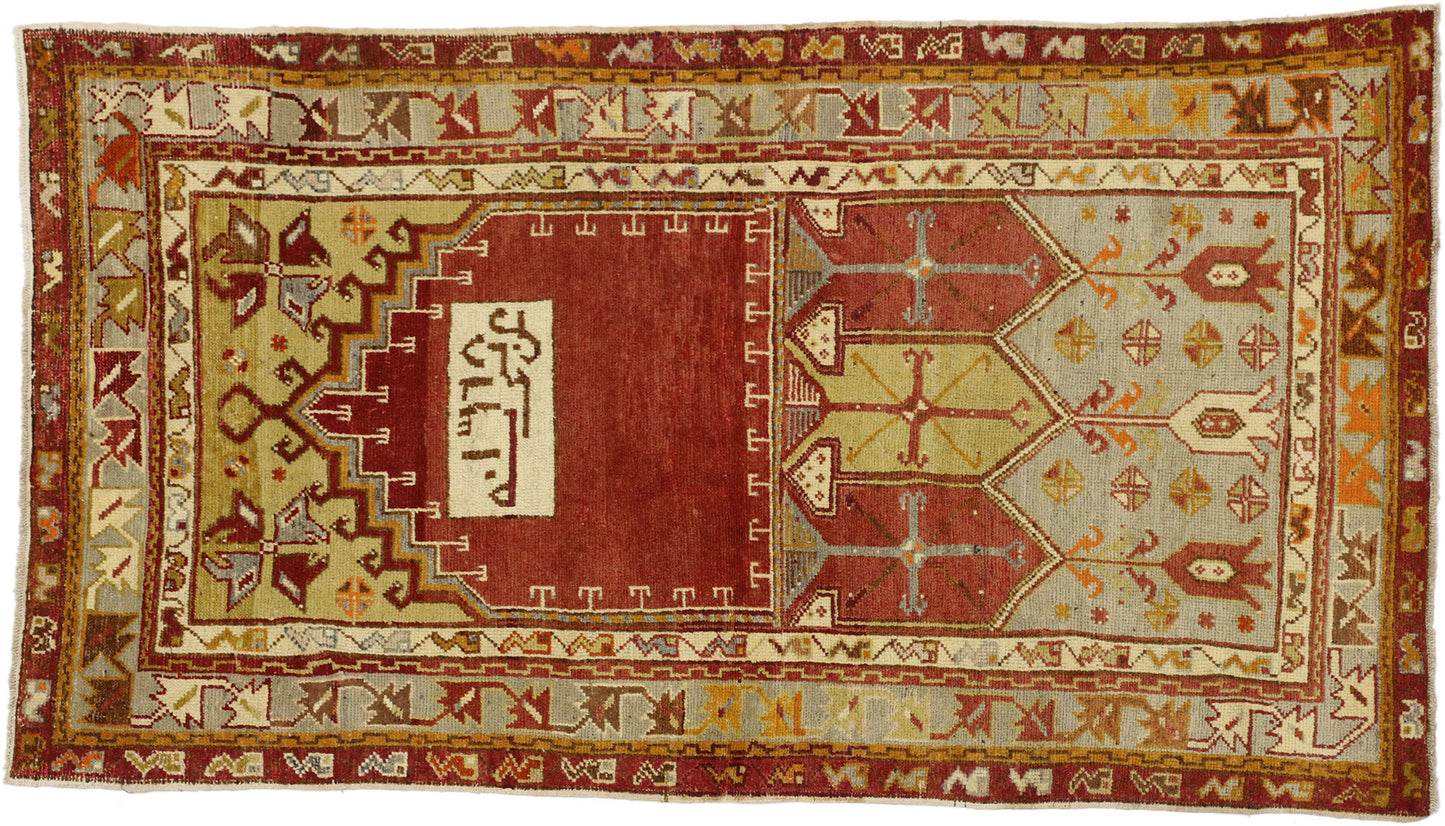 3 x 6 Vintage Turkish Oushak Prayer Rug 50635