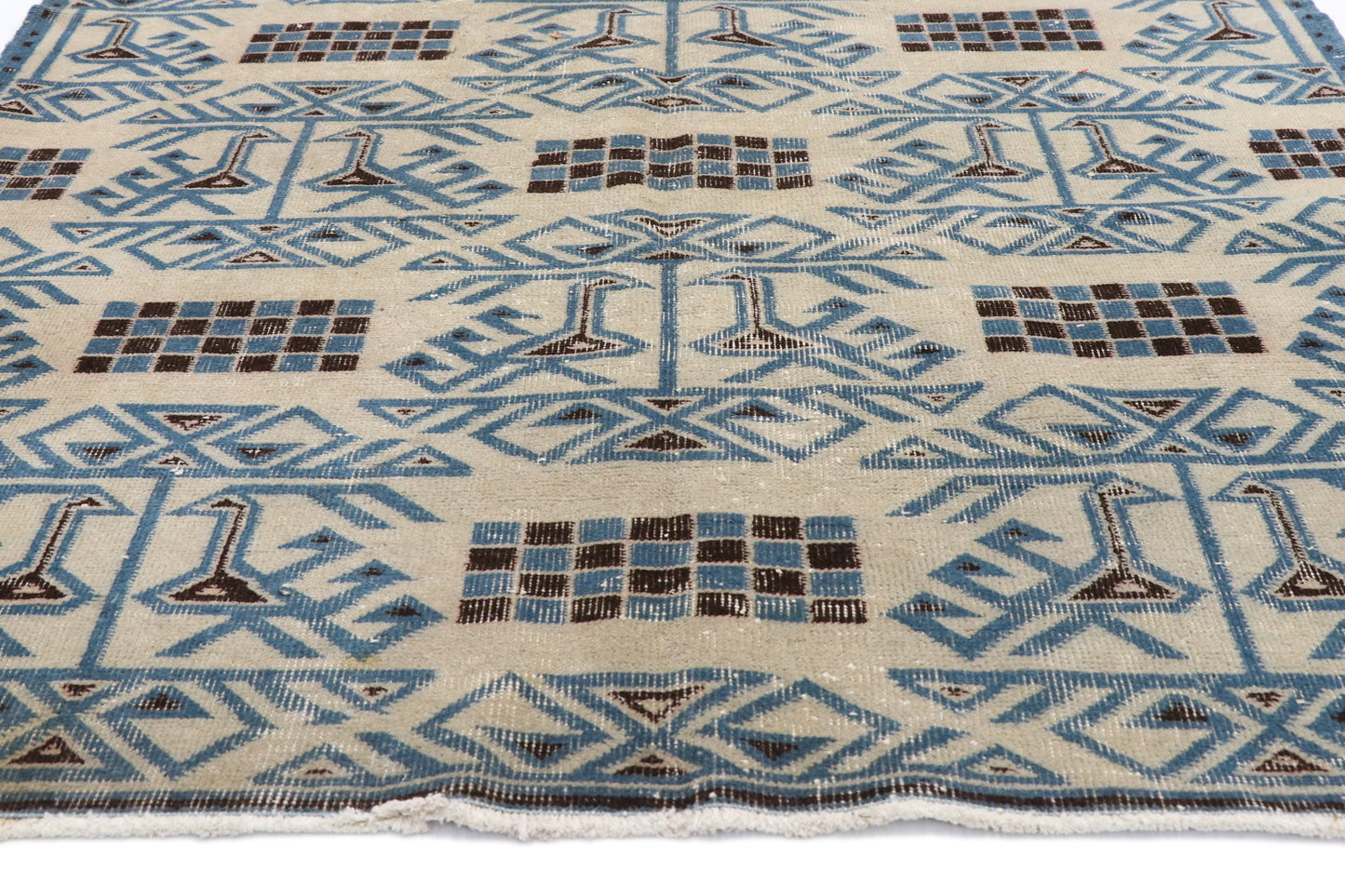 5 x 8 - Blue Vintage Turkish Sivas Rug - 52605