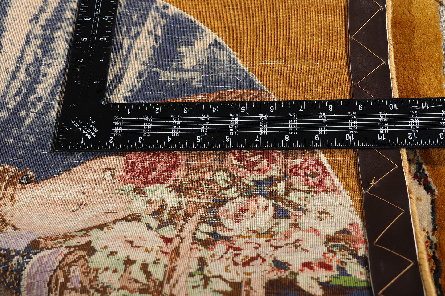 2 x 2 Brown Vintage Persian Pictorial Tabriz Rug 61415