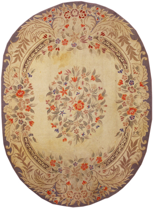 11 x 15 Antique Floral Hooked Oval Rug 70782