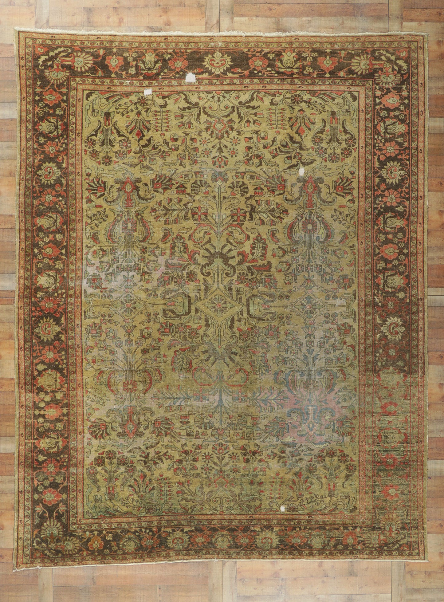 10 x 13 - Brown Antique Persian Lilihan Rug - 72824