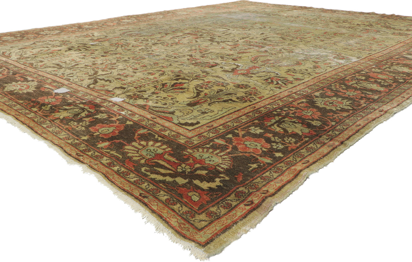 10 x 13 - Brown Antique Persian Lilihan Rug - 72824