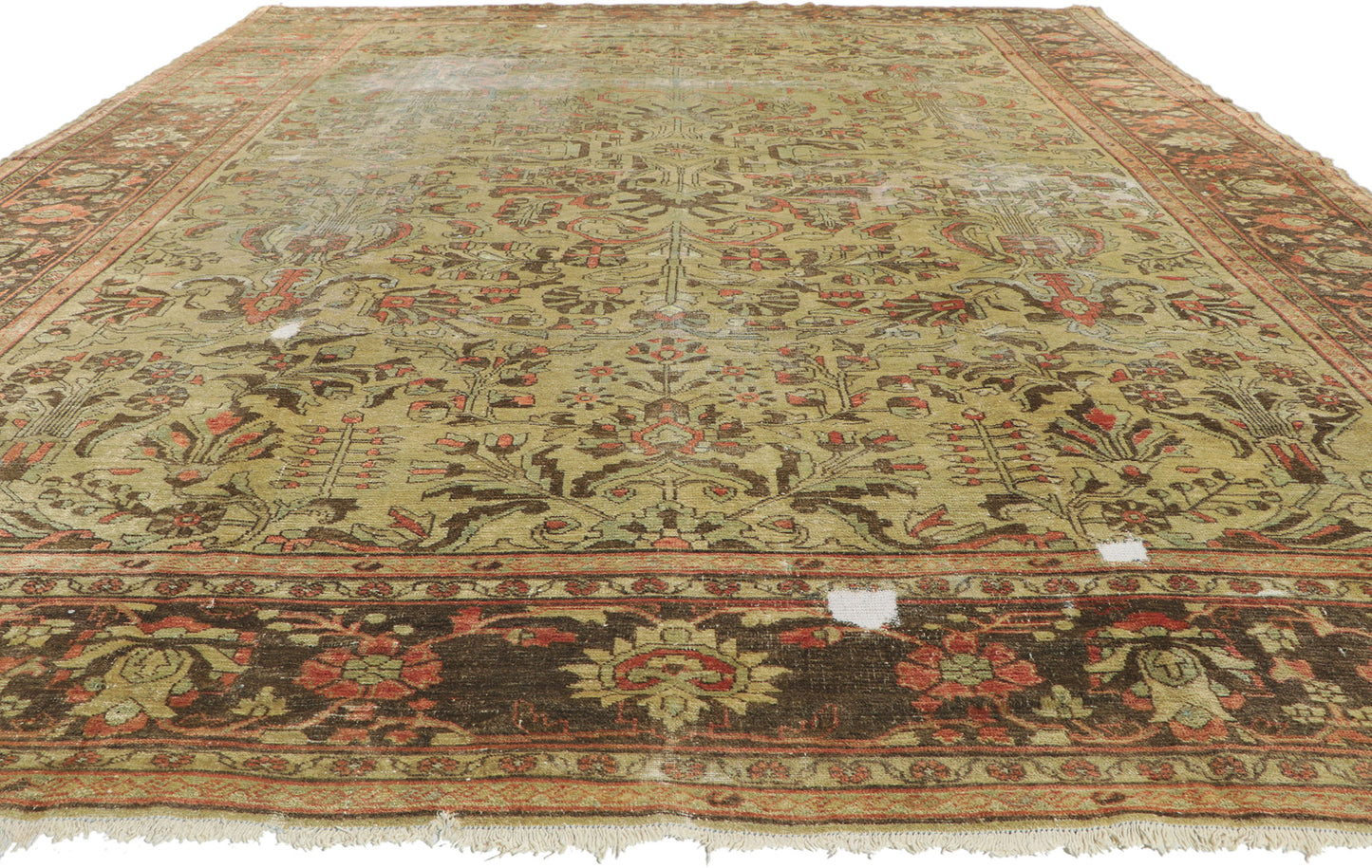 10 x 13 - Brown Antique Persian Lilihan Rug - 72824