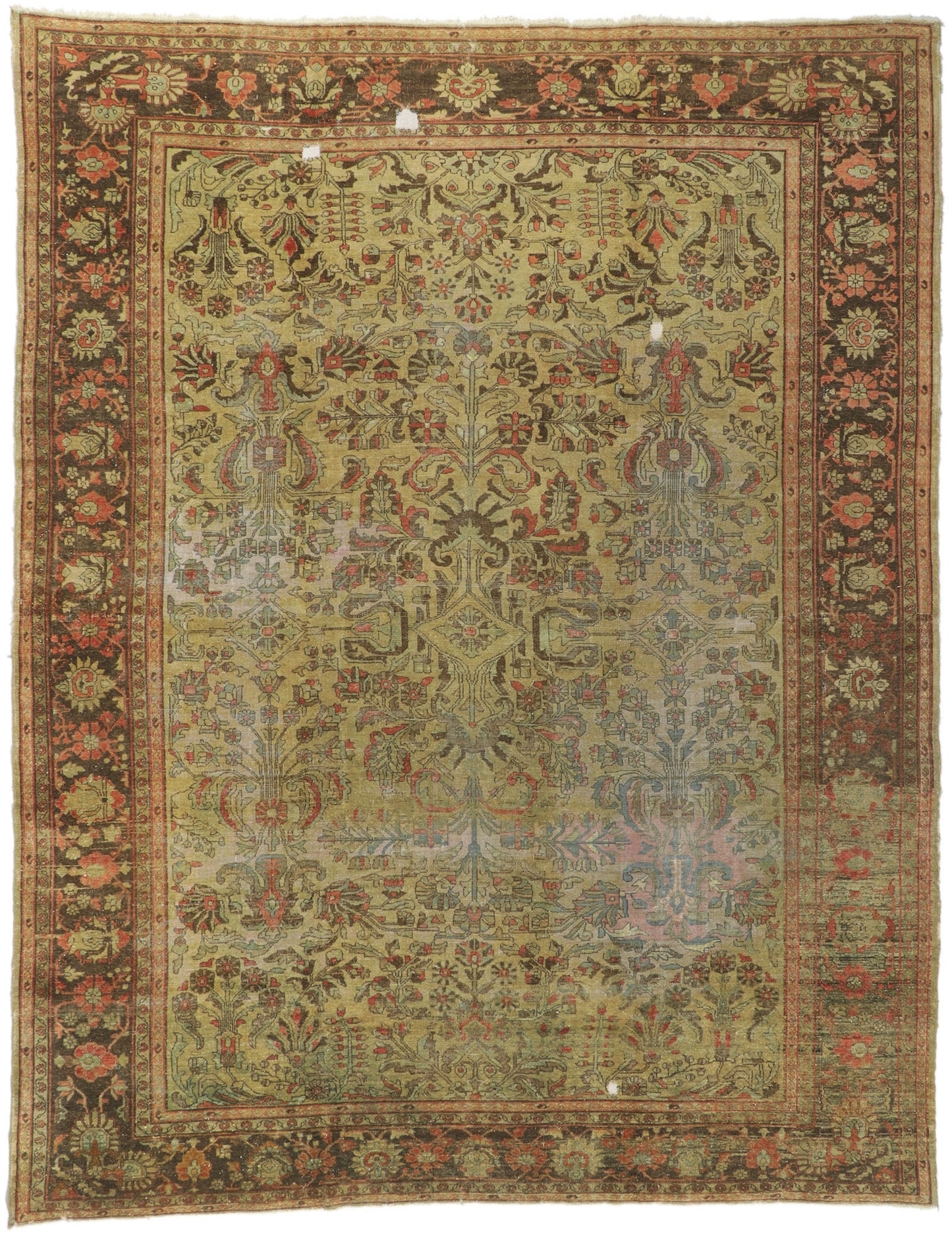 10 x 13 - Brown Antique Persian Lilihan Rug - 72824