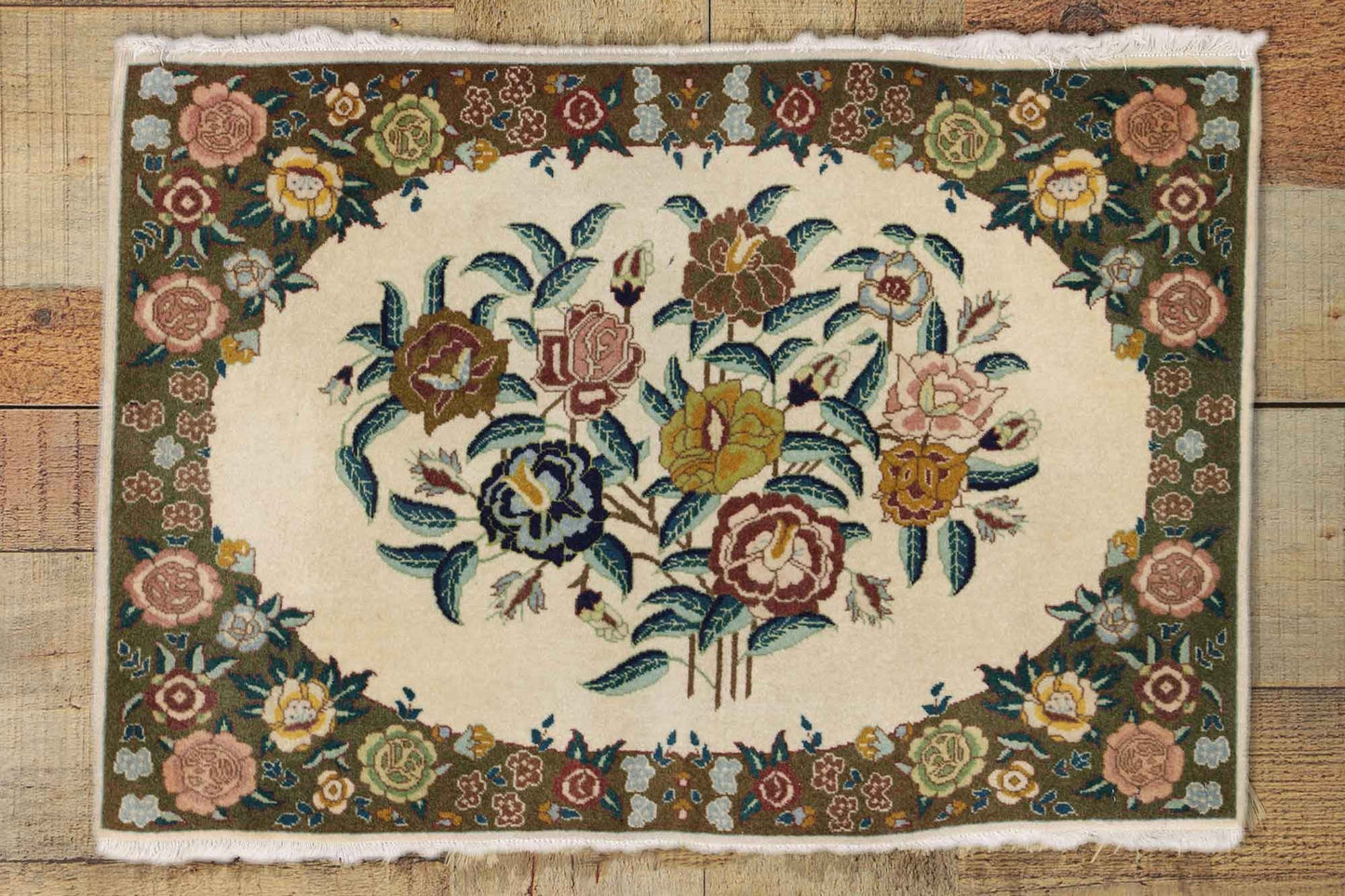 2 x 3 - Beige Vintage Persian Tabriz Rug - 75655