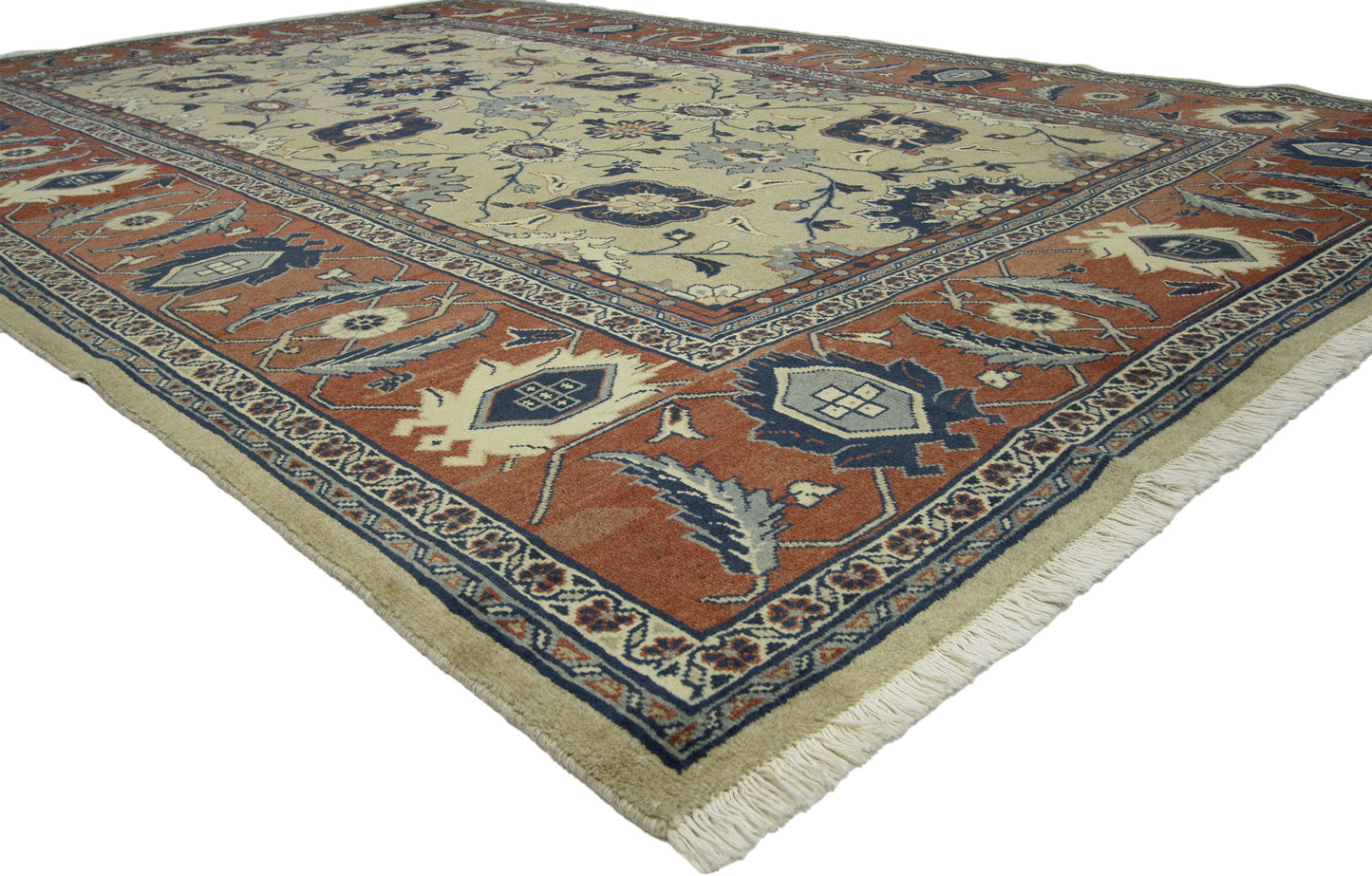 7 x 10 - Brown Vintage Persian Mahal Rug - 75849
