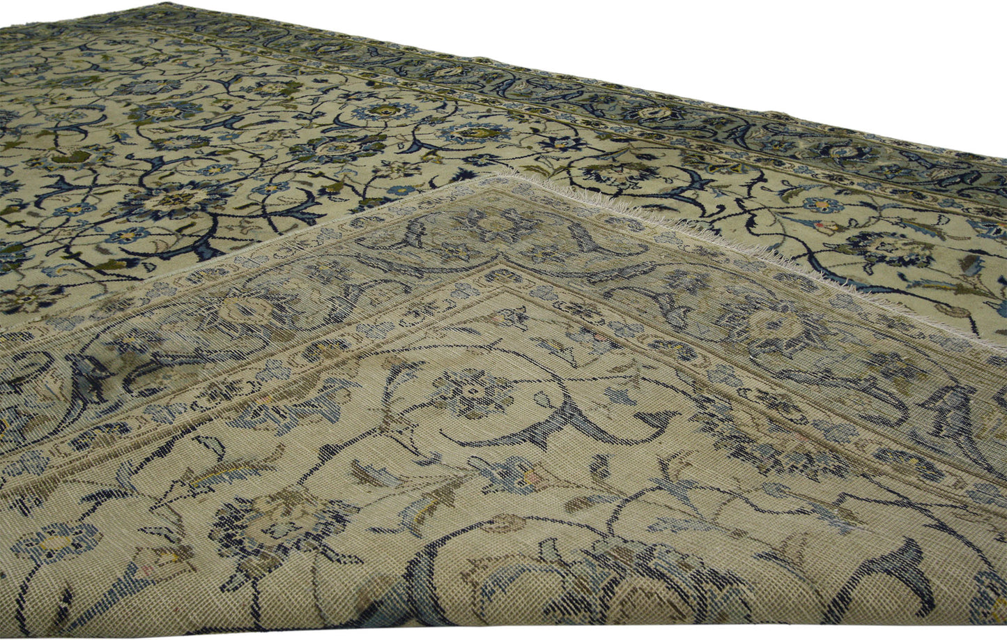 6 x 10 - Ivory Vintage Persian Yazd Rug - 75877