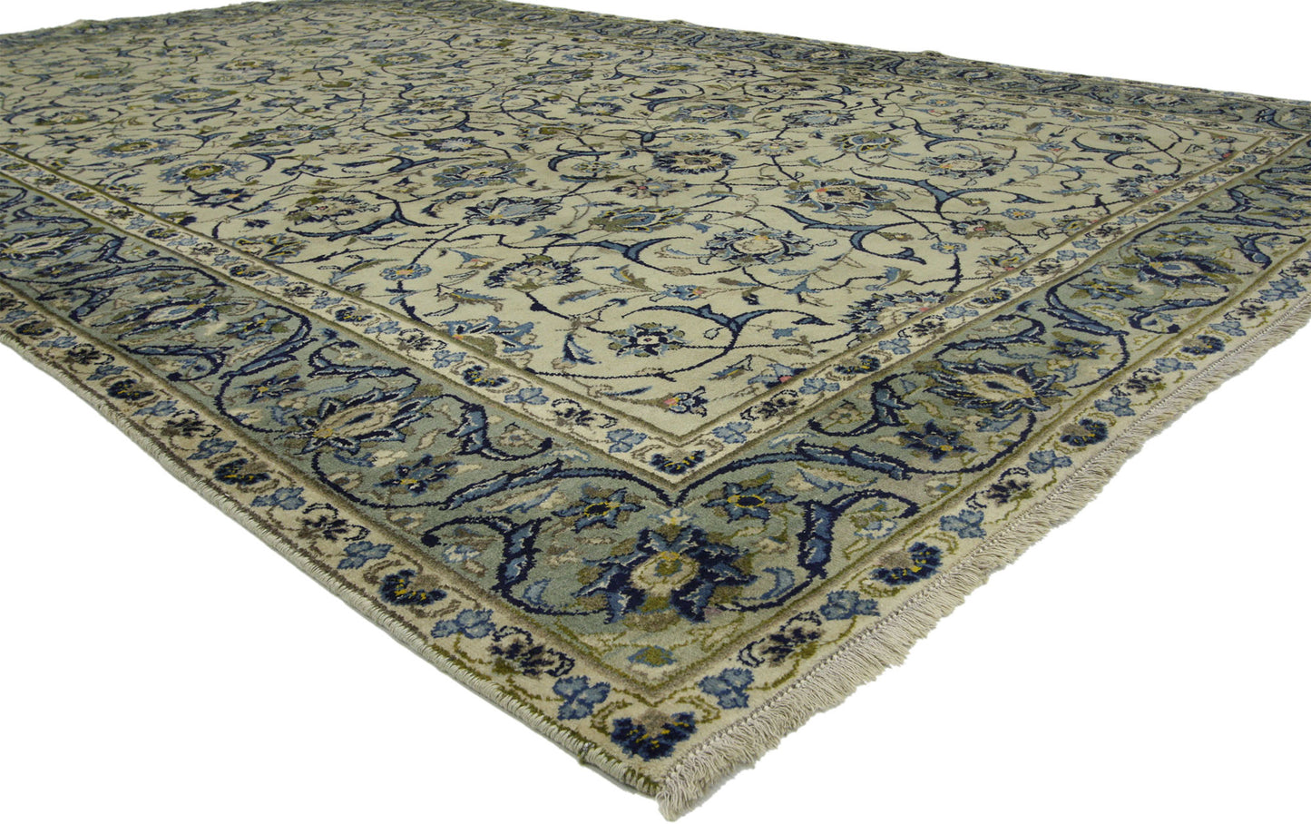 6 x 10 - Ivory Vintage Persian Yazd Rug - 75877