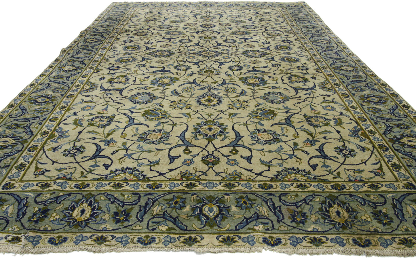6 x 10 - Ivory Vintage Persian Yazd Rug - 75877