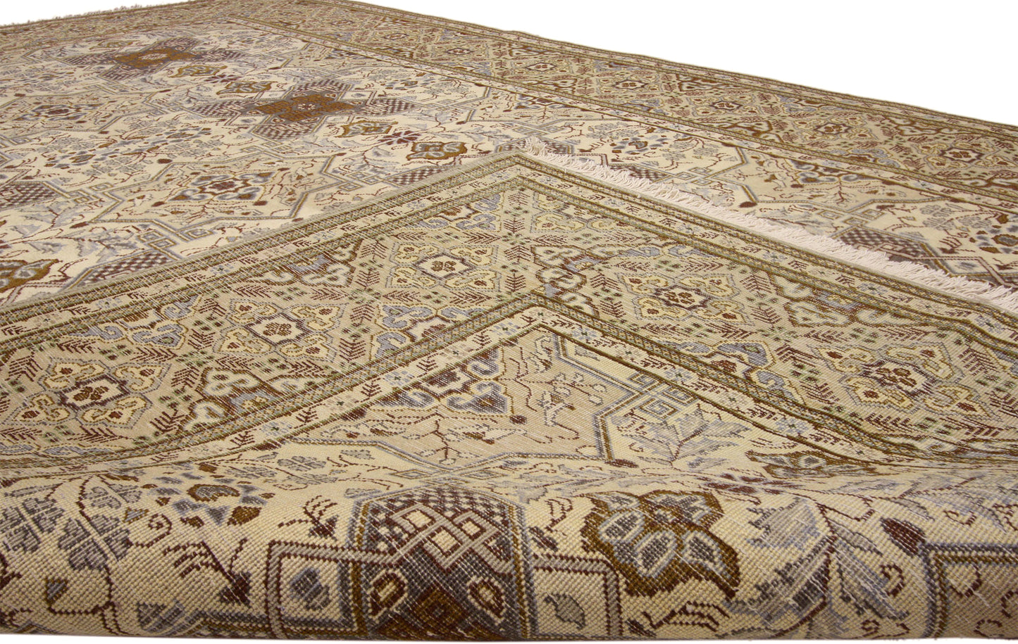 7 x 10 - Beige Vintage Persian Tabriz Rug - 75964