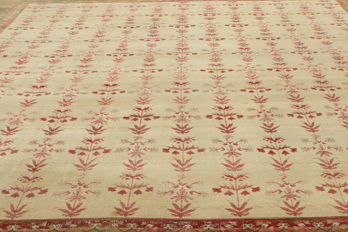 13 x 16 - Beige Antique Indian Agra Rug - 76679