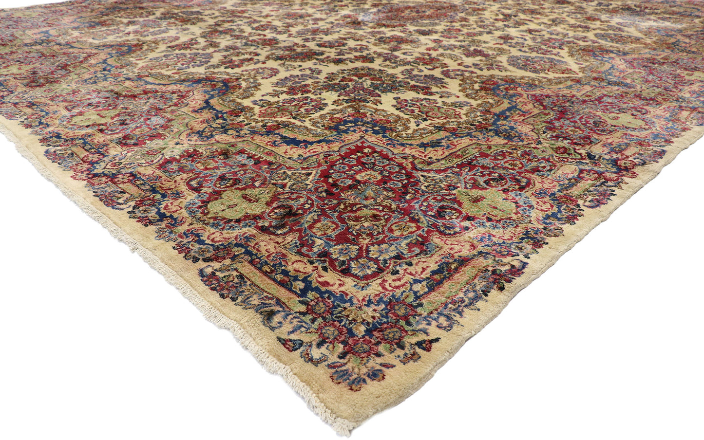 12 x 16 - Beige Antique Persian Kerman Rug - 76758