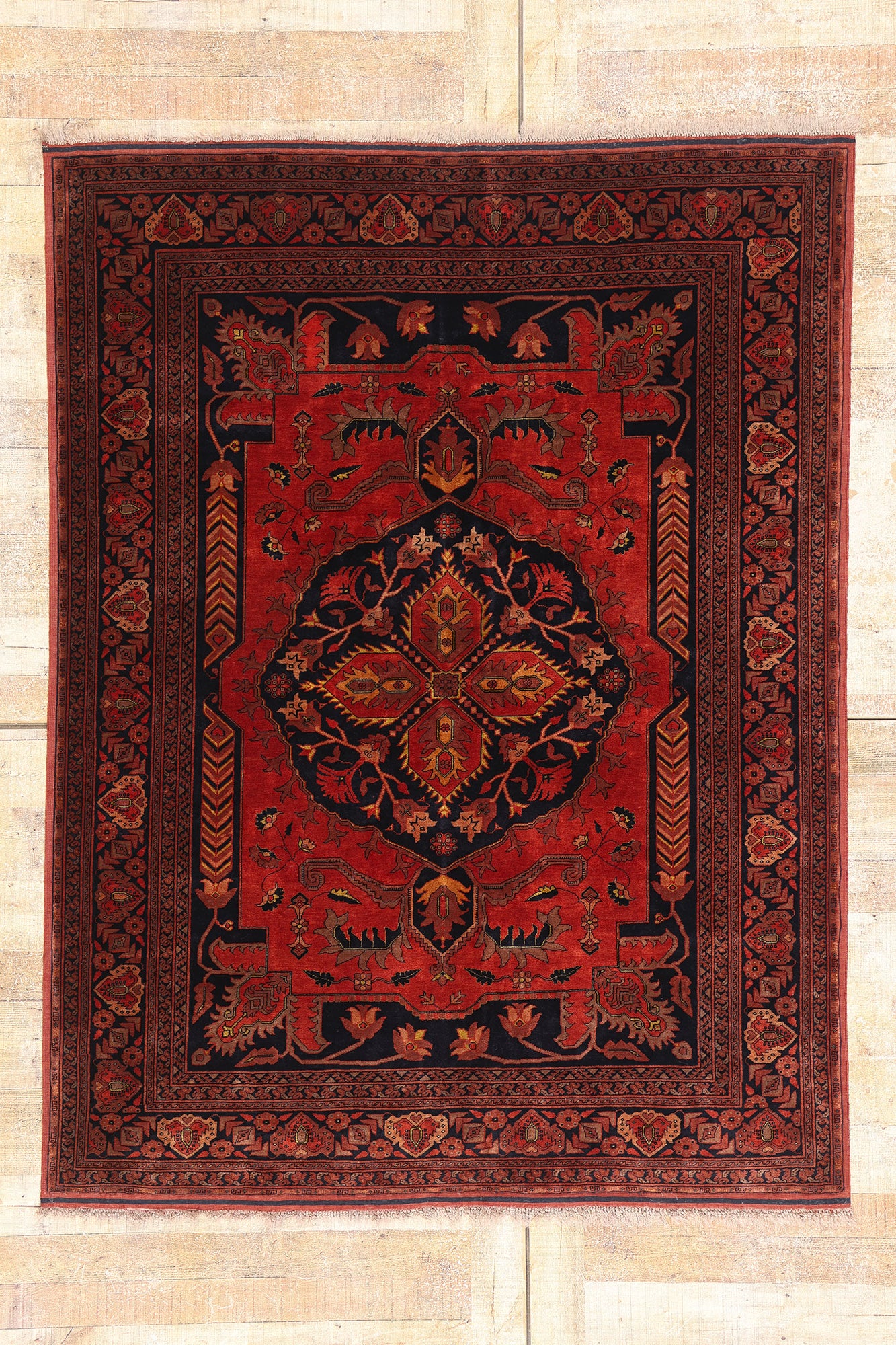 5 x 7 Red Vintage Afghan Rug 79295