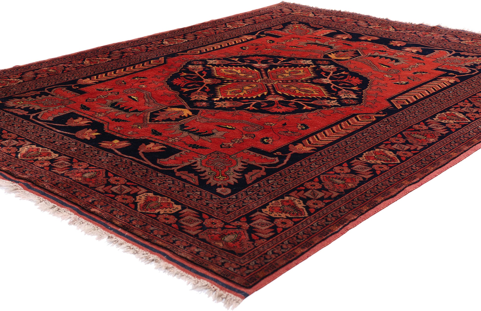 5 x 7 Red Vintage Afghan Rug 79295