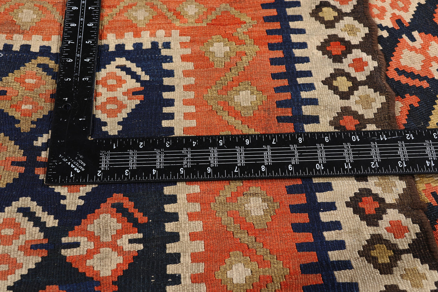 3 x 13 - Navy Blue Antique Persian Bijar Kilim Rug - 79553
