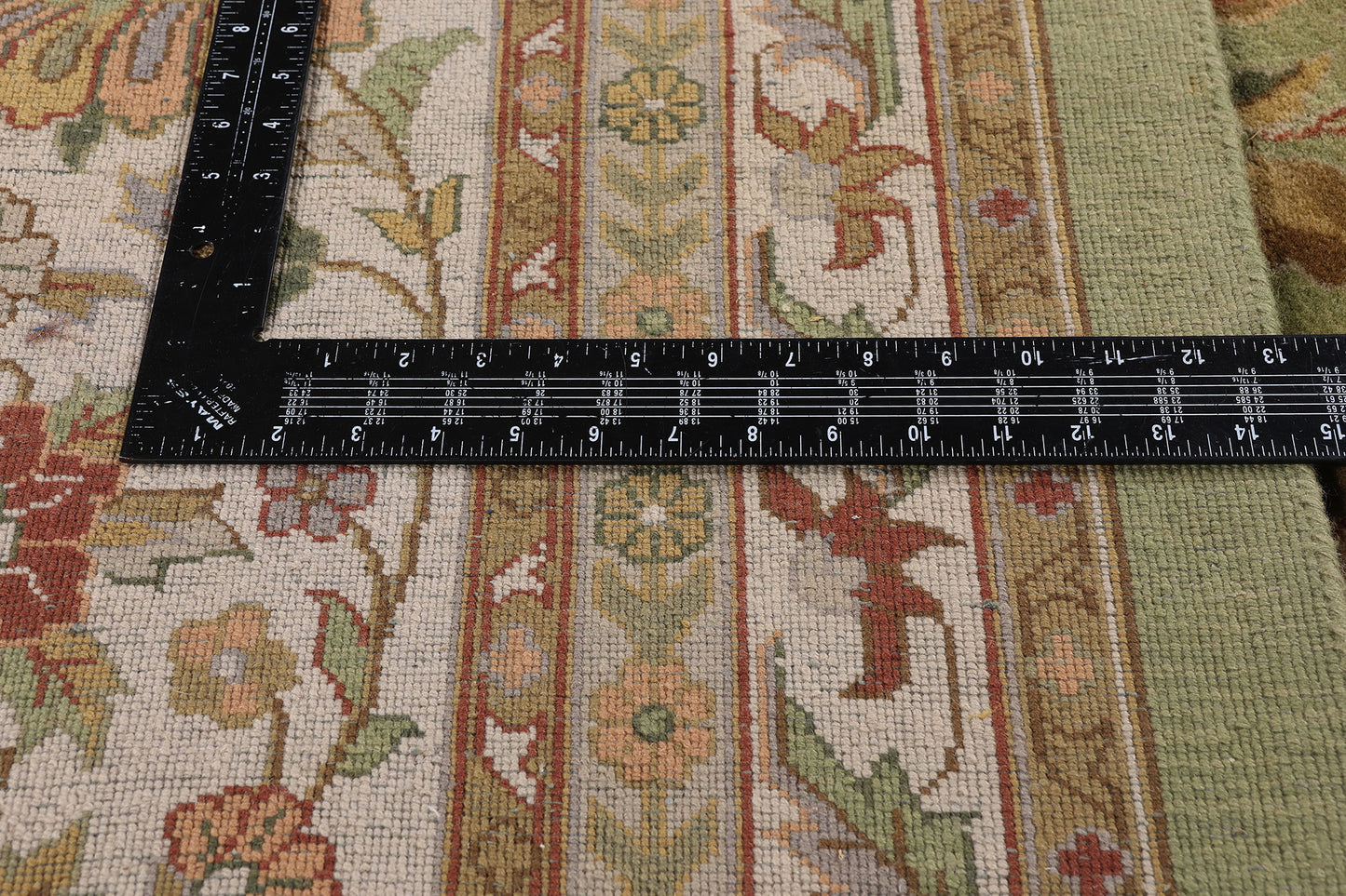 15 x 21 - Green Vintage Indian Agra Rug - 79573