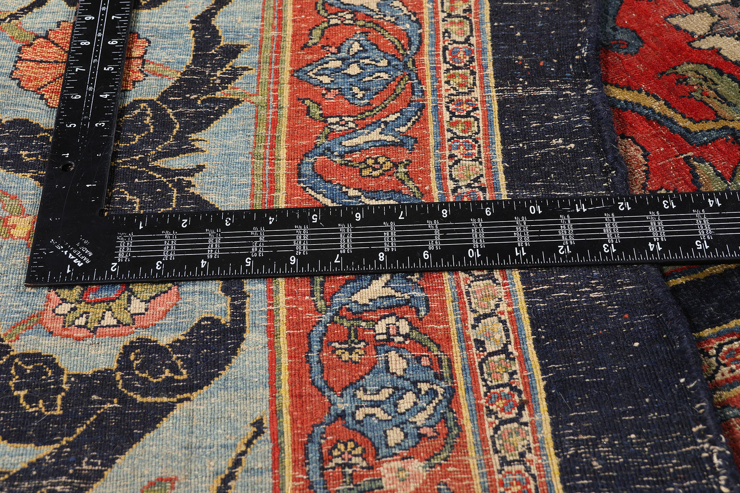 13 x 22 - Navy Blue Antique Persian Bijar Rug - 79581