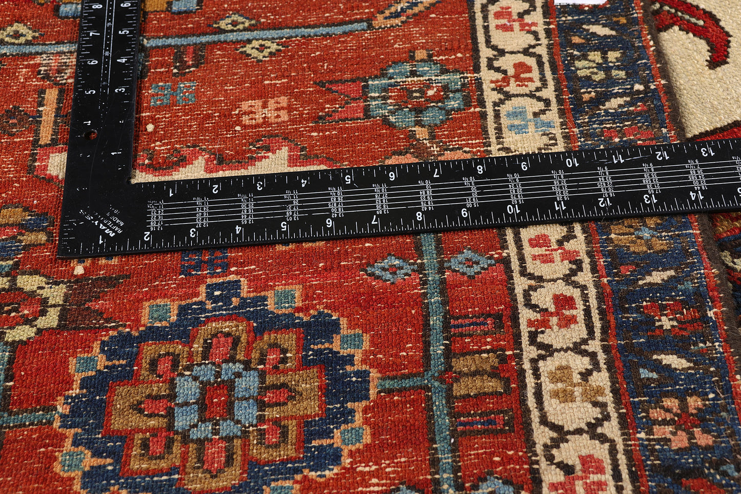 12 x 18 - Navy Blue Antique Persian Serapi Rug - 79590