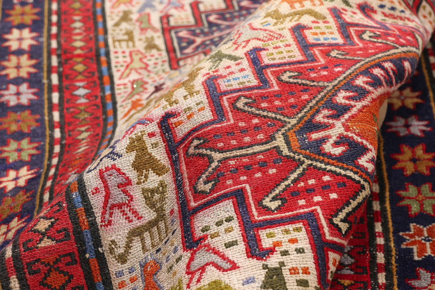 4 x 6 - Ivory Vintage Caucasian Soumak Rug - 79743