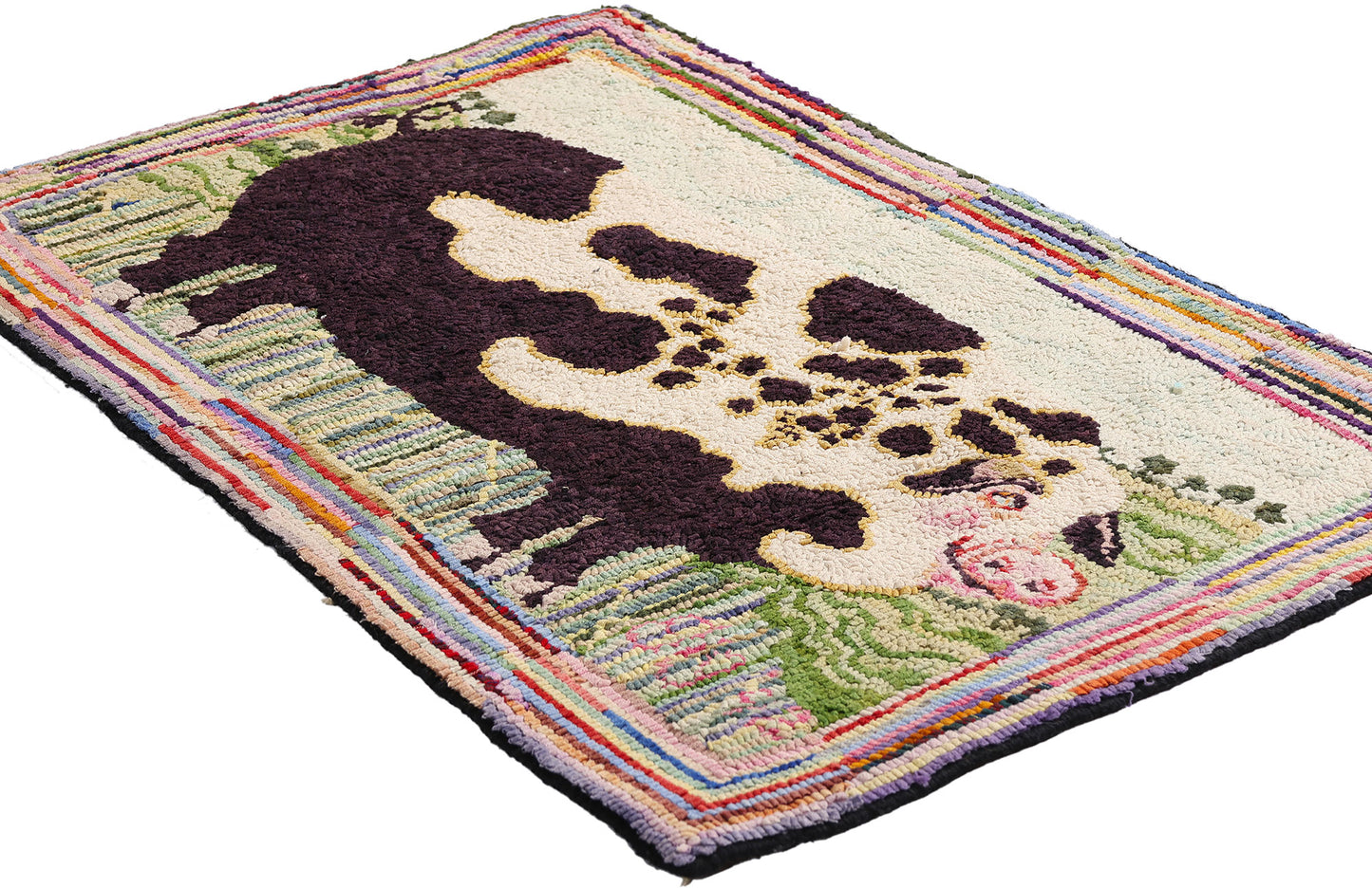 2 x 3 Vintage Gloucester Old Spot Pig Hooked Rug 79267