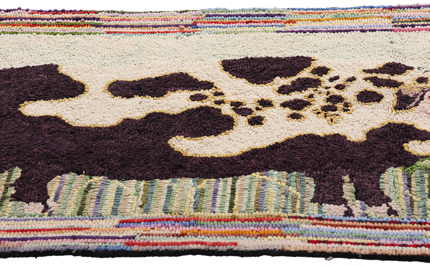 2 x 3 Vintage Gloucester Old Spot Pig Hooked Rug 79267