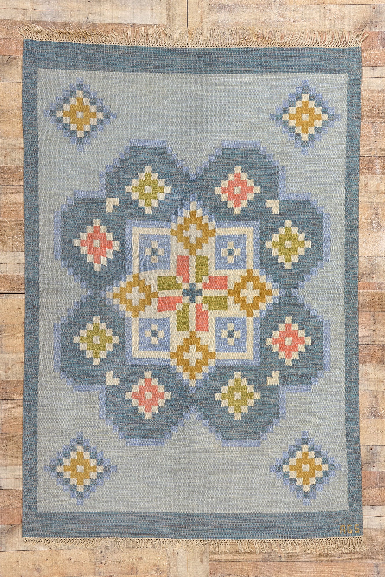 5 x 8 Anna-Greta Sjoqvist Vintage Swedish Rollakan Rug 79060