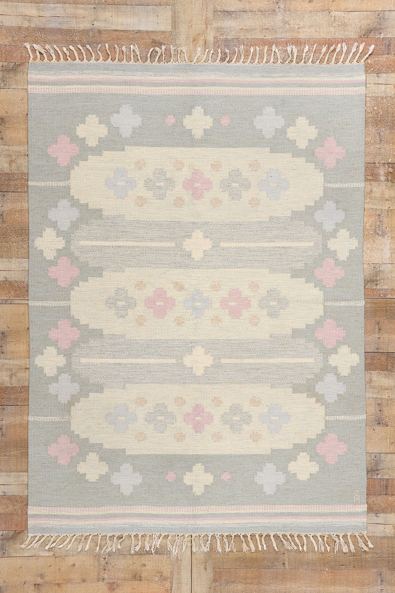5 x 8 Anna Johanna Angstrom Vintage Swedish Rollakan Rug 79046