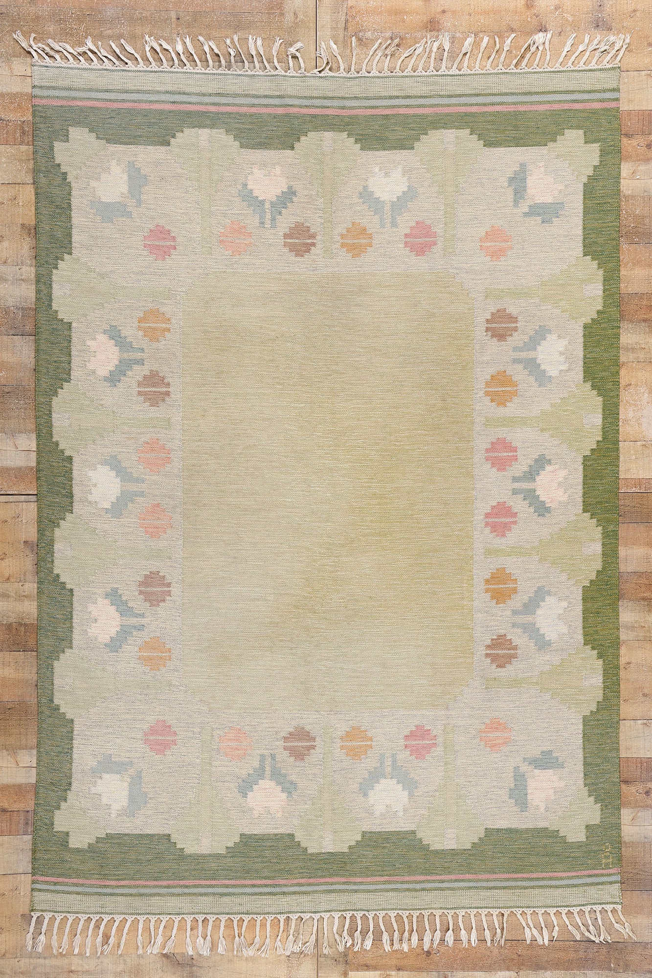 6 x 9 Anna Johanna Angstrom Vintage Swedish Rollakan Rug 79029