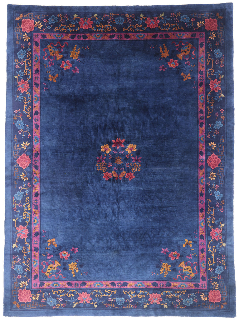 9 x 12 Antique Blue Chinese Peking Rug 79217
