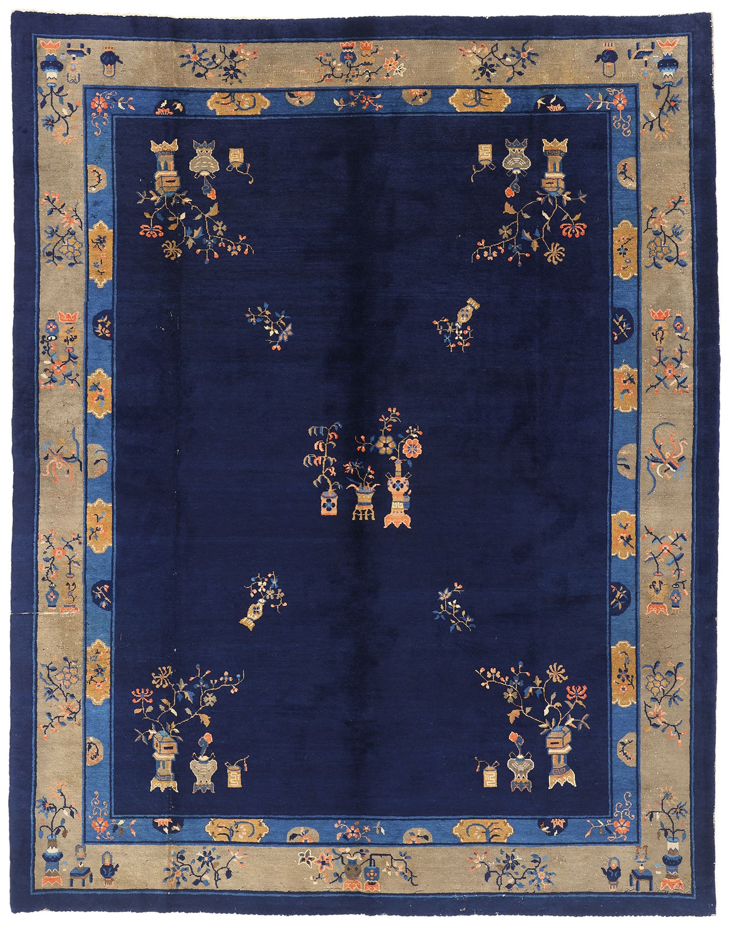 9 x 12 Blue Antique Chinese Peking Rug 77260