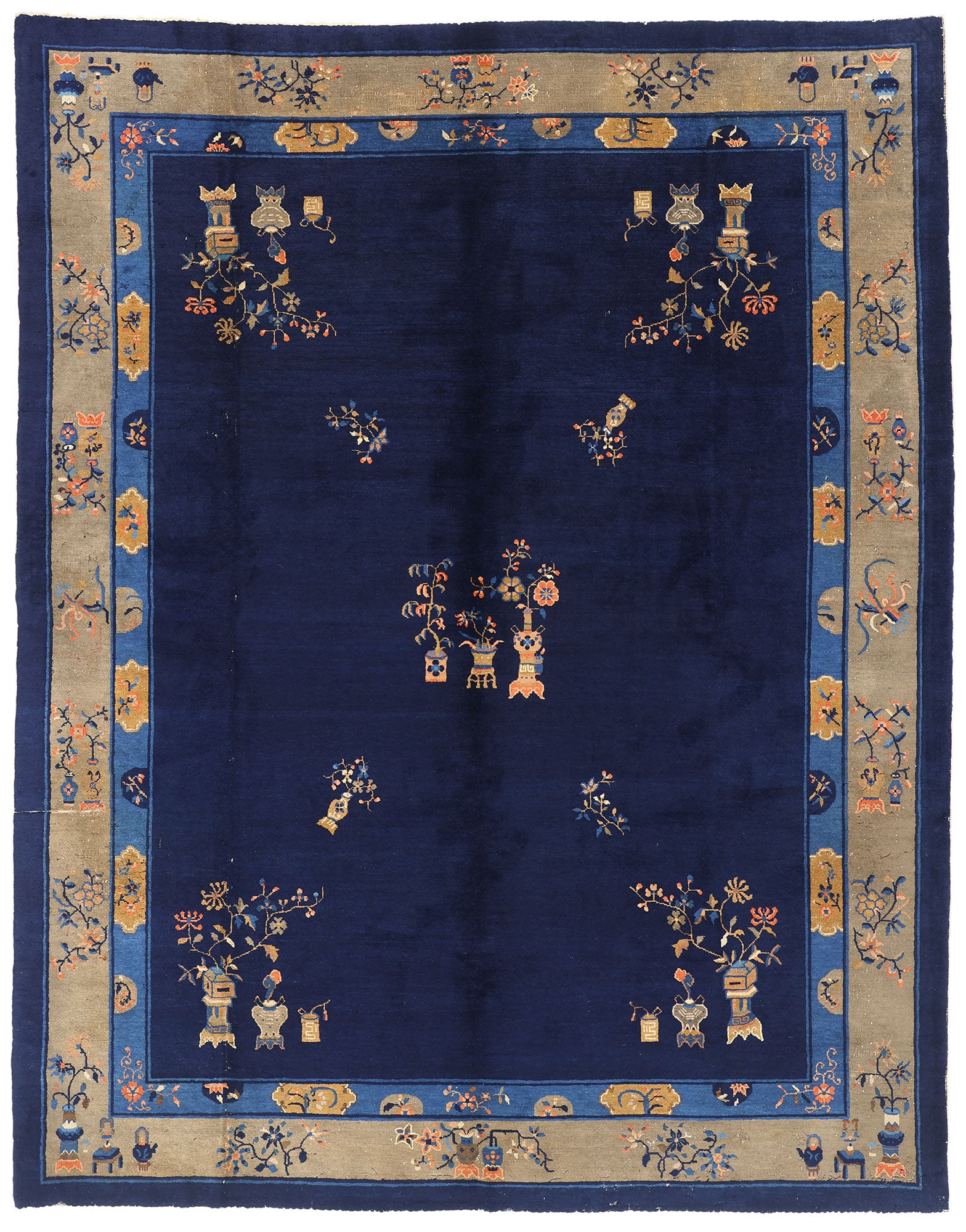 9 x 12 Blue Antique Chinese Peking Rug 77260