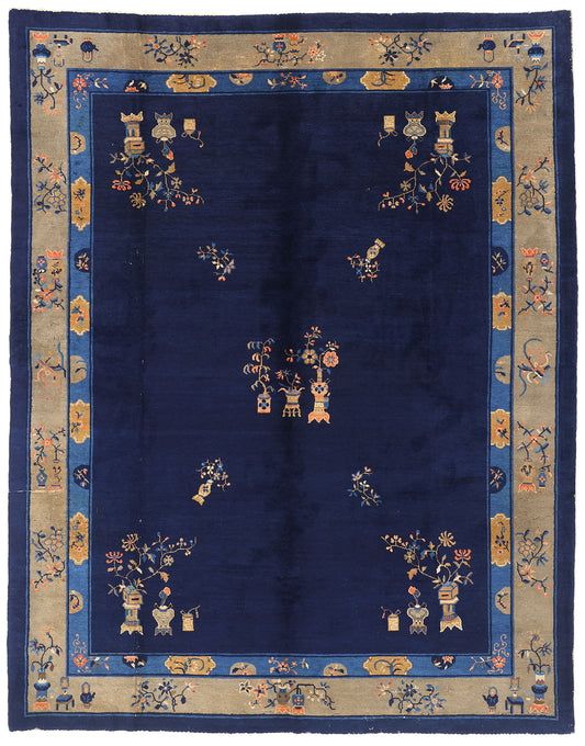 9 x 12 Blue Antique Chinese Peking Rug 77260