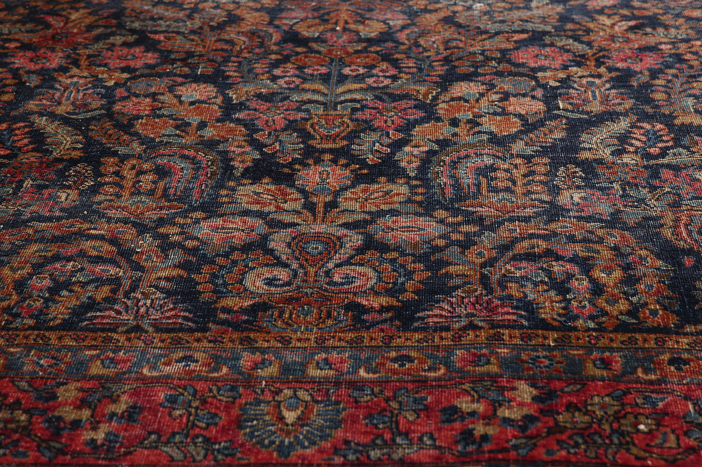 5 x 7 Navy Blue Antique Persian Sarouk Rug 79266