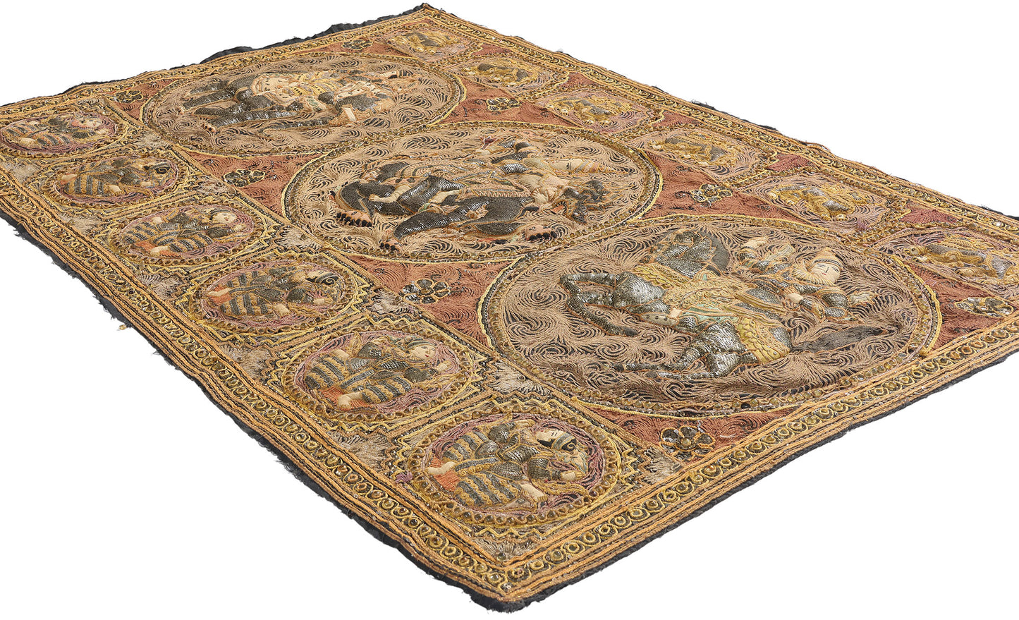 4 x 5 Antique Embroidered Burmese Kalaga Tapestry 79202