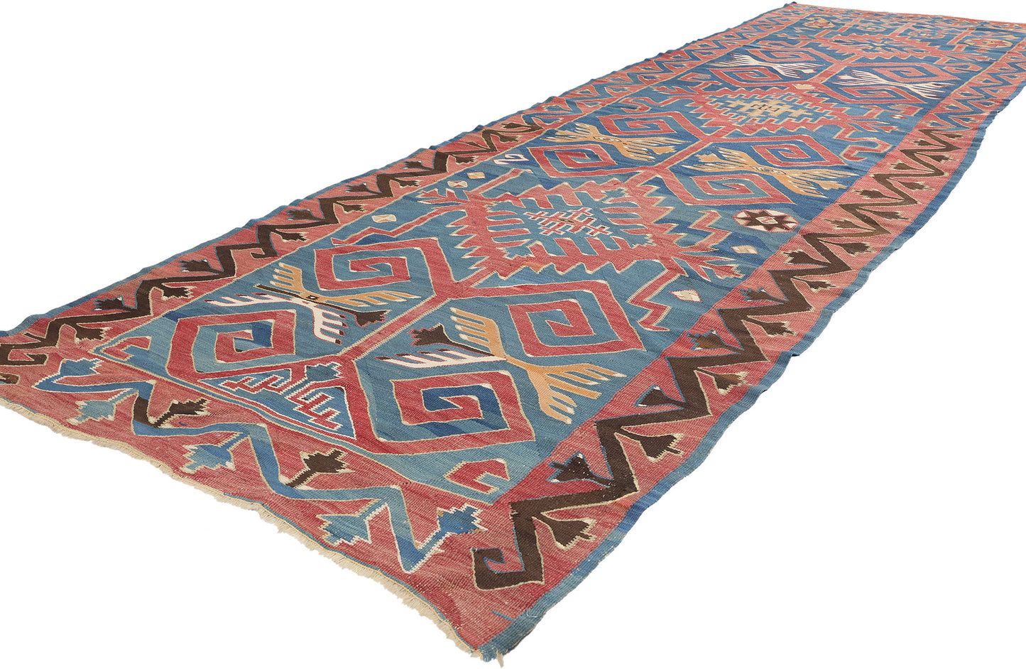 4 x 14 Antique Caucasian Avar Kilim Rug 78945