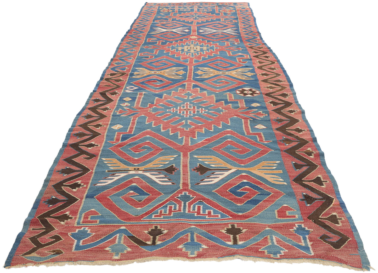 4 x 14 Antique Caucasian Avar Kilim Rug 78945