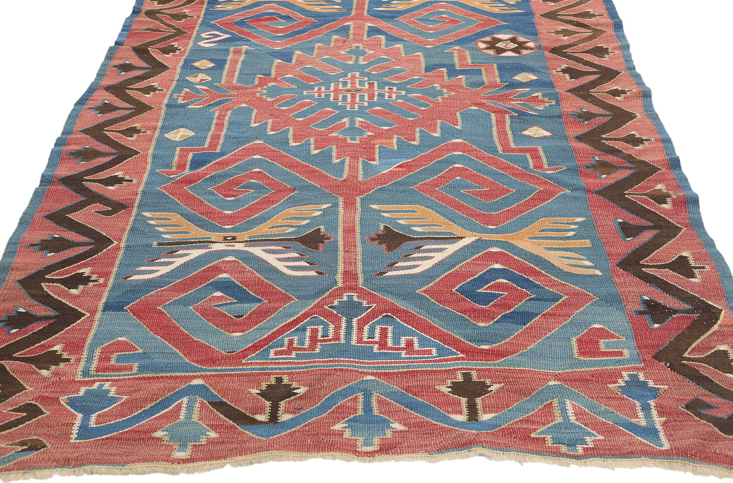 4 x 14 Antique Caucasian Avar Kilim Rug 78945