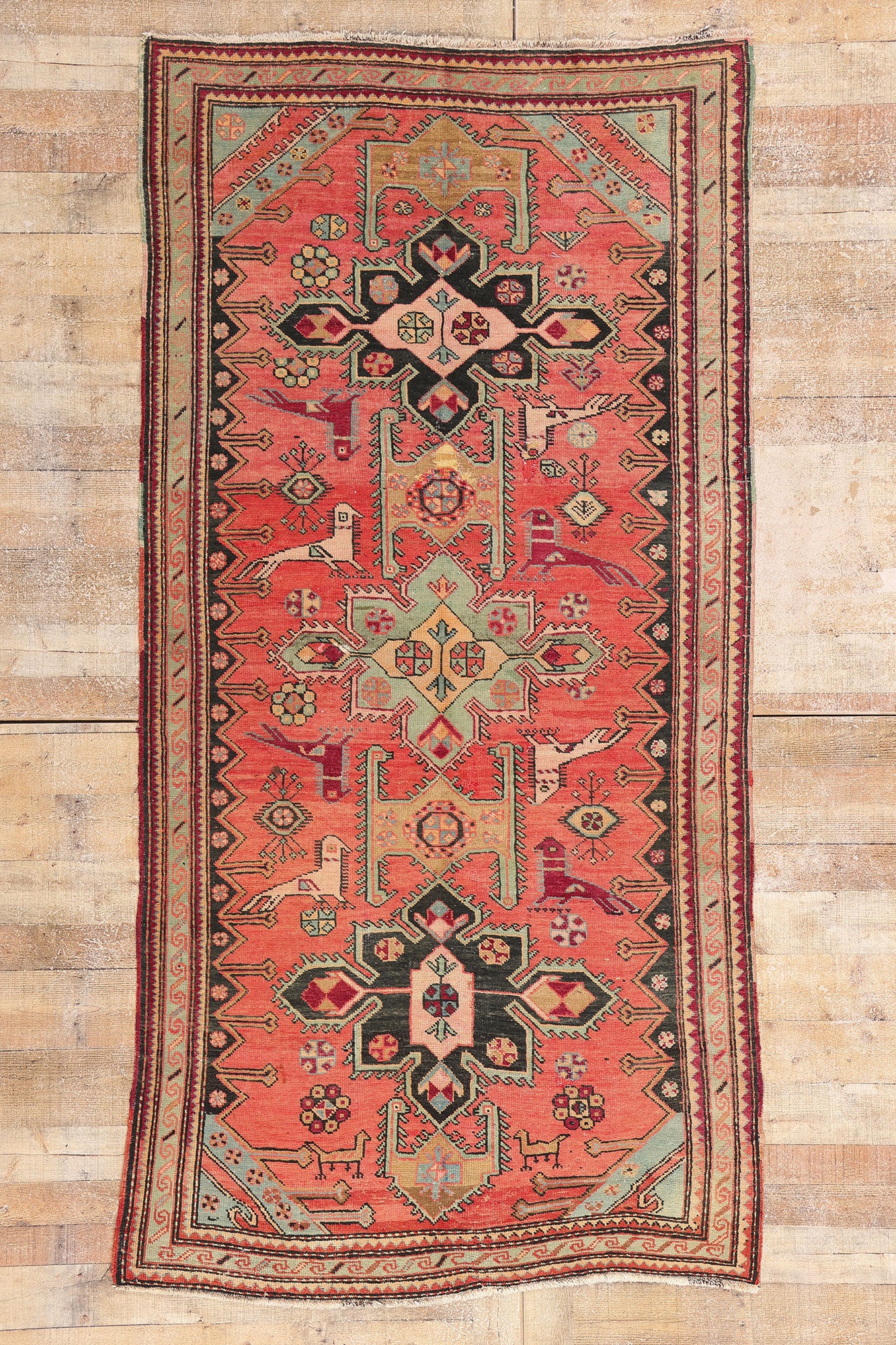4 x 9 Antique Caucasian Karabagh Rug 79247