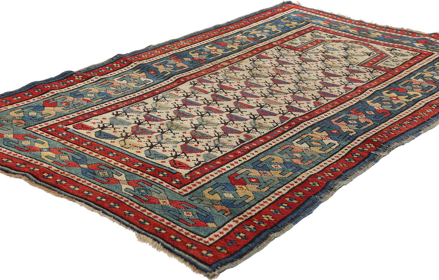 3 x 5 Ivory Antique Caucasian Shirvan Prayer Rug 79325
