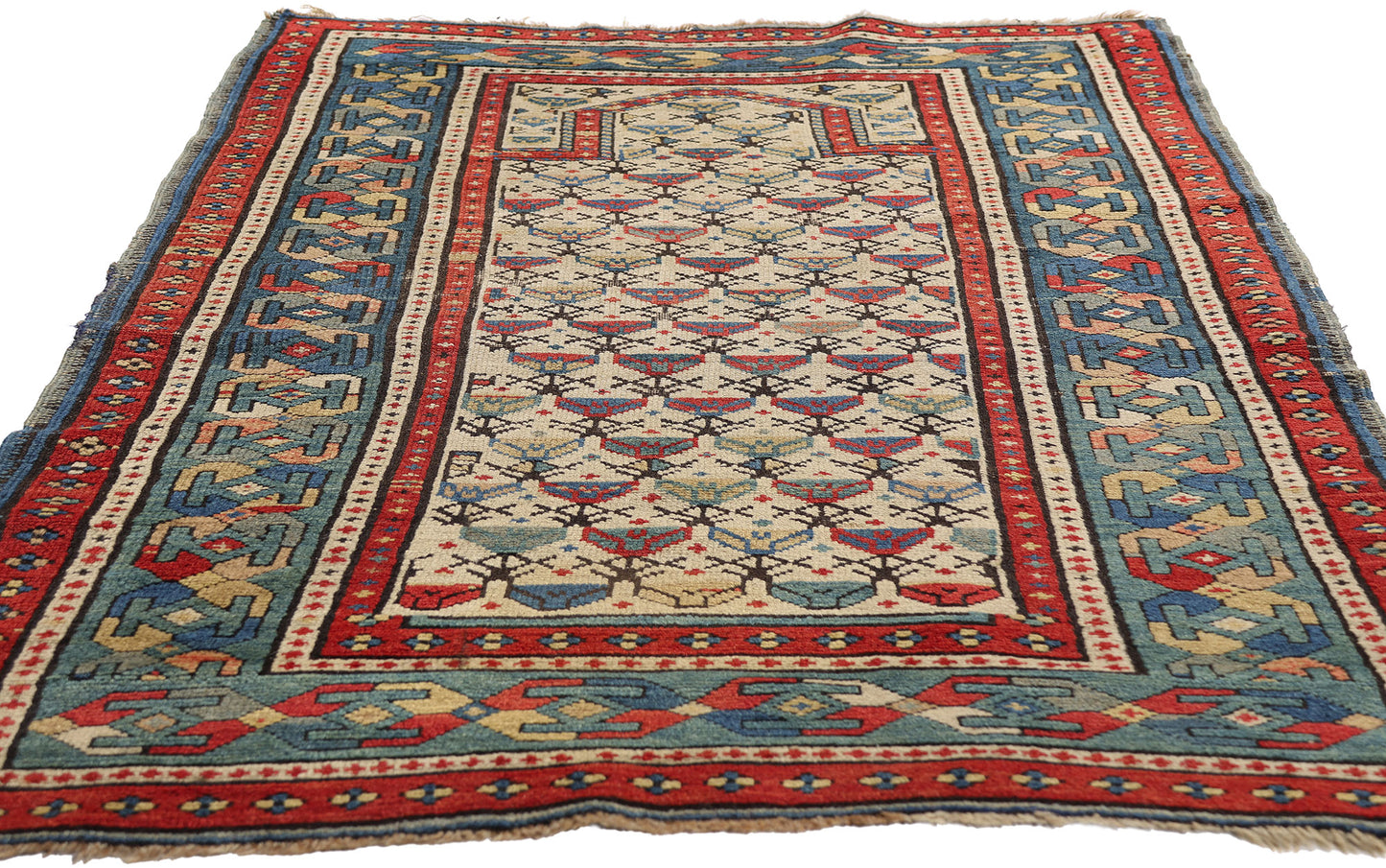 3 x 5 Ivory Antique Caucasian Shirvan Prayer Rug 79325