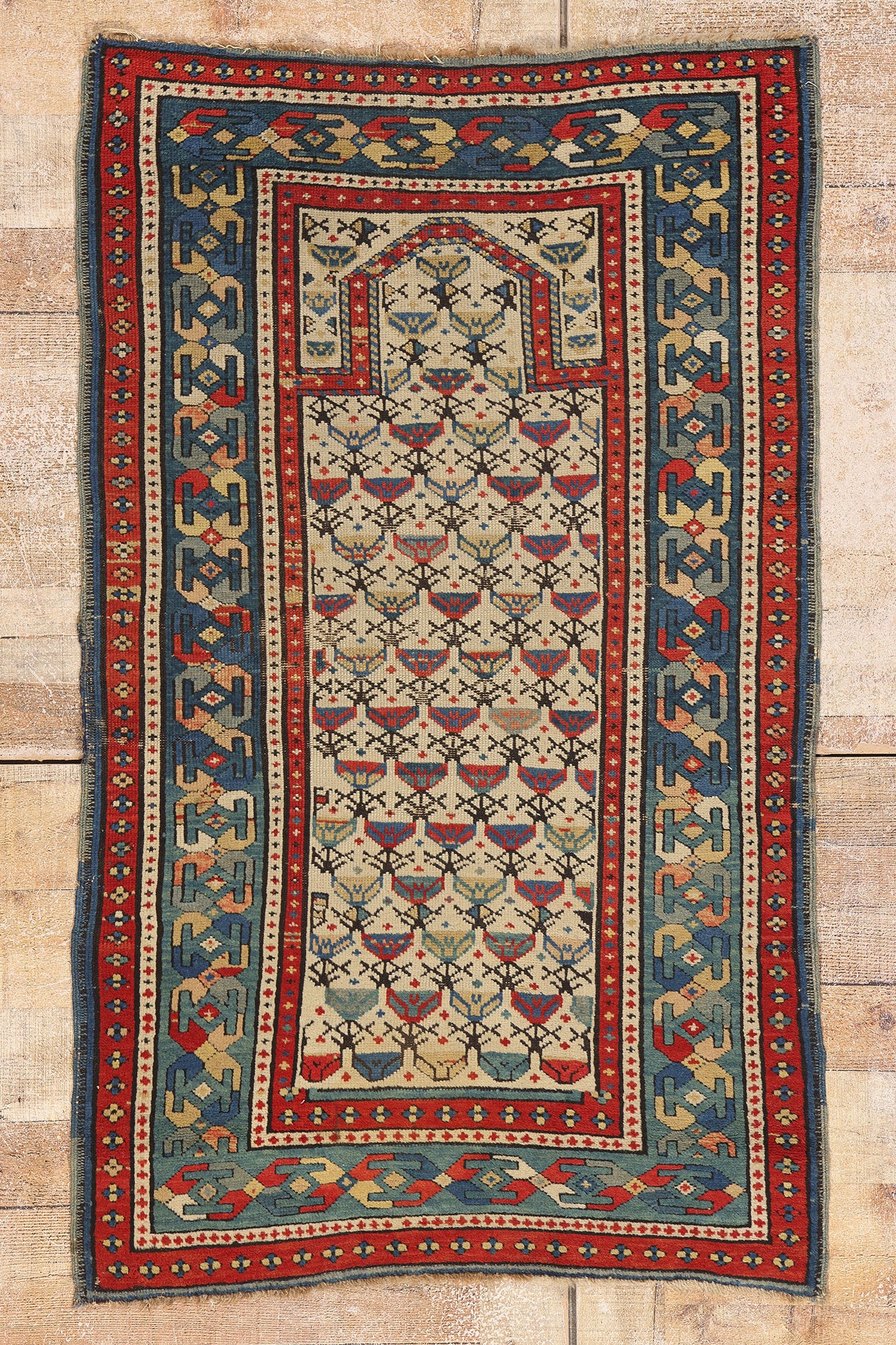 3 x 5 Ivory Antique Caucasian Shirvan Prayer Rug 79325