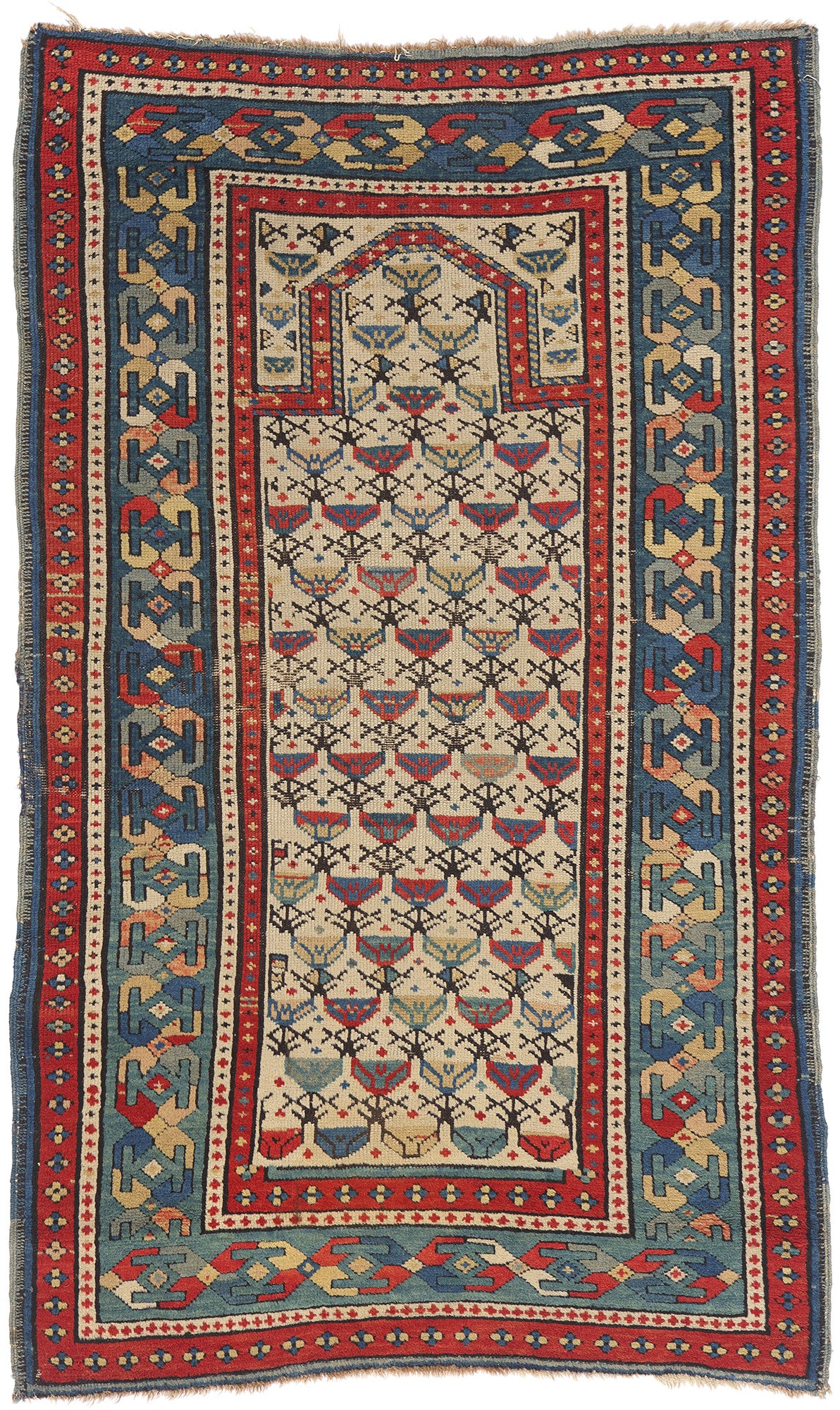 3 x 5 Ivory Antique Caucasian Shirvan Prayer Rug 79325